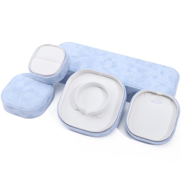 Luxury lid and base jewelry box hign quality blue velvet jewellery box with logo