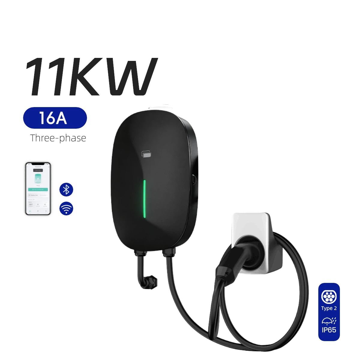 Energy 11kW Electric Vehicle Charger Utilizing Advanced Power Management to Reduce Electricity Consumption and Operational Costs