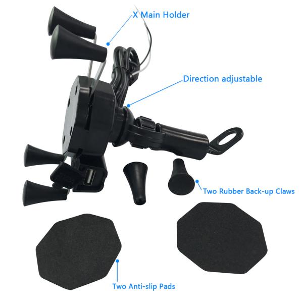 ABS Motorcycle Mirror Mount Phone Holder , 9V-24V Mobile Mount For Motorcycle