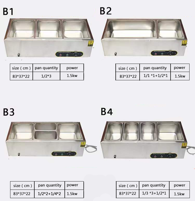 Rectangular Bain Marie Electric Food Warmer 150L 3 Pan Bain Marie