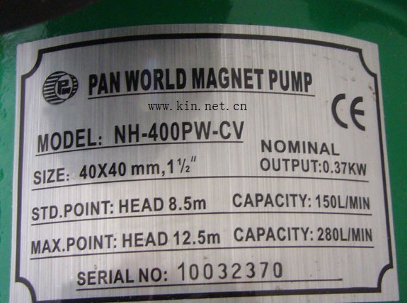 NH-403PW, 60Hz, Three-phase 220V, IEC2.2Kw, 53Kg, PAN WORLD MAGNET PUMP