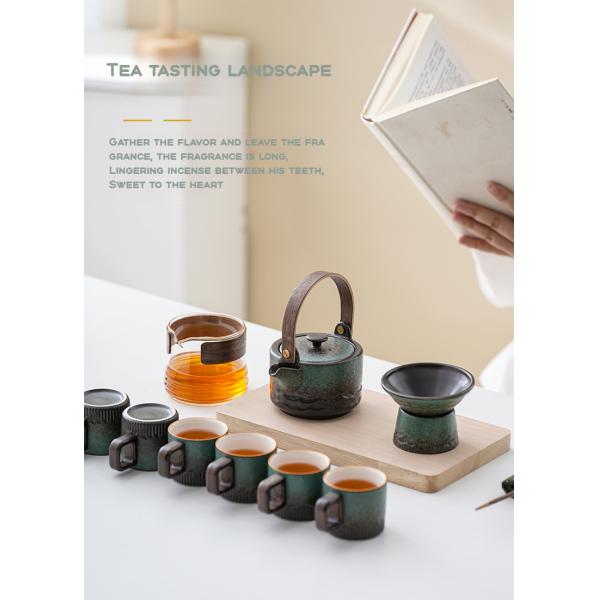 Elegant Single Pot Ceramic Tea Set with Lifting Beam Design Sustainable and Compact
