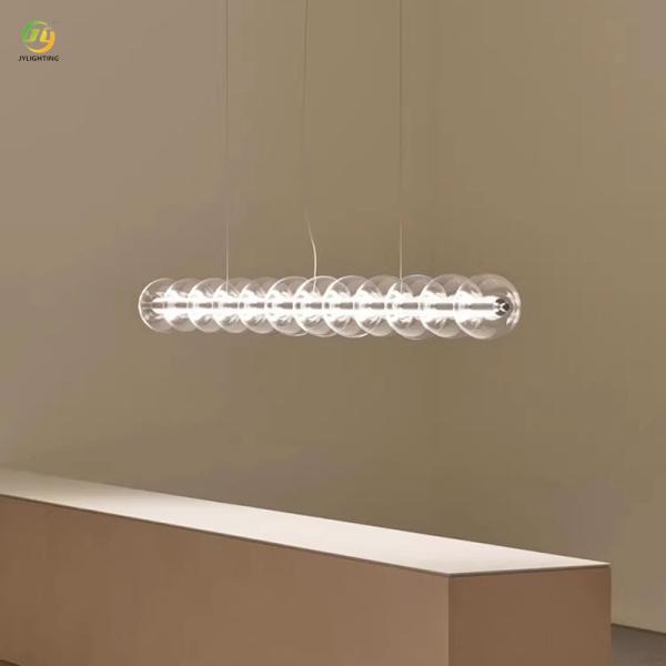 JYLIGHTING Italian Simple Long Glass Chandelier Personality Designer Restaurant bar Island Table Long Modern Pendant Light