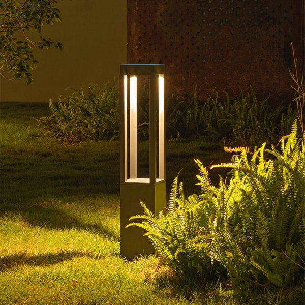 Outdoor Electric IP65 LED Lawn Lamp Waterproof Aluminum Modern Square Garden Landscape Lighting 3000K Warm White 50000 Hours