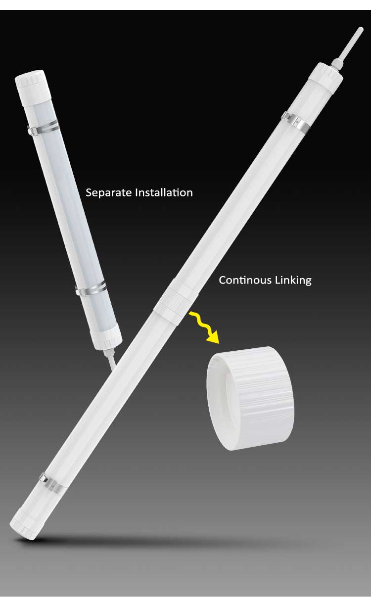 Quick Installation IP65 Waterproof Linkable Dimmable LED Tri-Proof Industrial Tubular Light