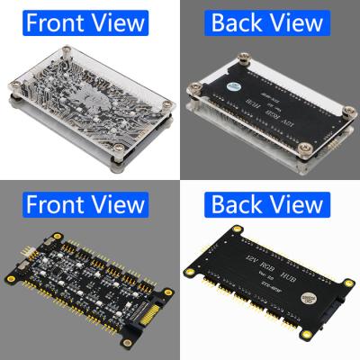 cubo de 12V RGB com caixa acrílica e suporte isolador magnético para o controlador do diodo emissor de luz de ASUS/MSI 12V 4Pin