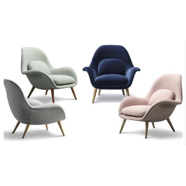 Luxury European Designer Living Room Upholstered Fabric Relax Lazy Easy Arm Swoon Lounge Chair