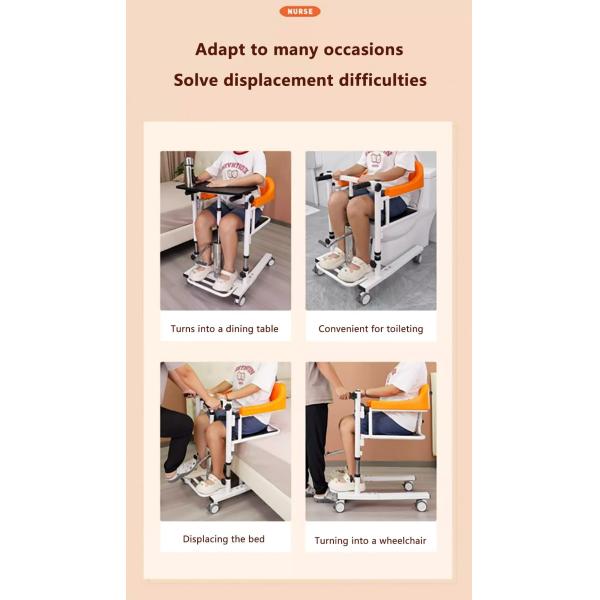 Chaise hydraulique de transfert de patients à 180 degrés avec roue de roue universelle 60*80*40cm