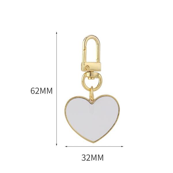 Promotion Gift Heart Keychains Gold Sublimation Metal Charm Heart Keychains