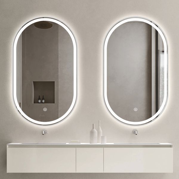 Silver Waterproof Bathroom Mirror Wall Mounted 5mm Frosted Edge Bathroom Mirror