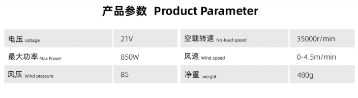 Cordless Blower High Wind Pressure 85 35000r/min Air Flow Brushless Motor Professional Grade WII-CF01B Model Portable