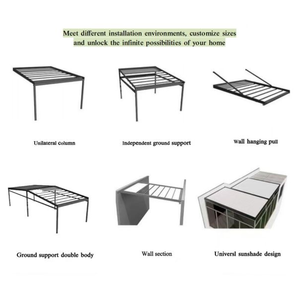 Louvered Aluminum Waterproof Eco-Friendly Powder Coated Canopy Backyard Motorized Pavilion Windproof Sunshade Pergolas Terrace