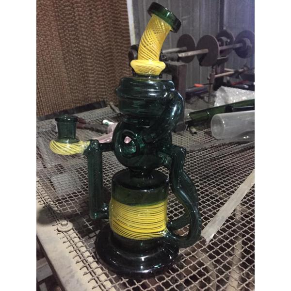 18 Inches Glass Smoking Water Pipe High Big Beaker Fumed Silver Fancy Unique
