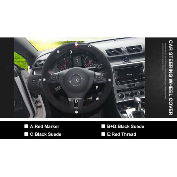3-Spoke Wheel Hand Sewing Suede Steering Wheel Cover for Volkswagen VW Golf Plus Tiguan Passat B7 CC Touran Jetta Caddy EOS Sharan
