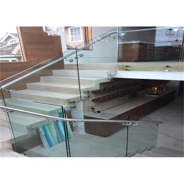 Interior Staircase Clear Frameless Glass Railing Low Maintenance Cost