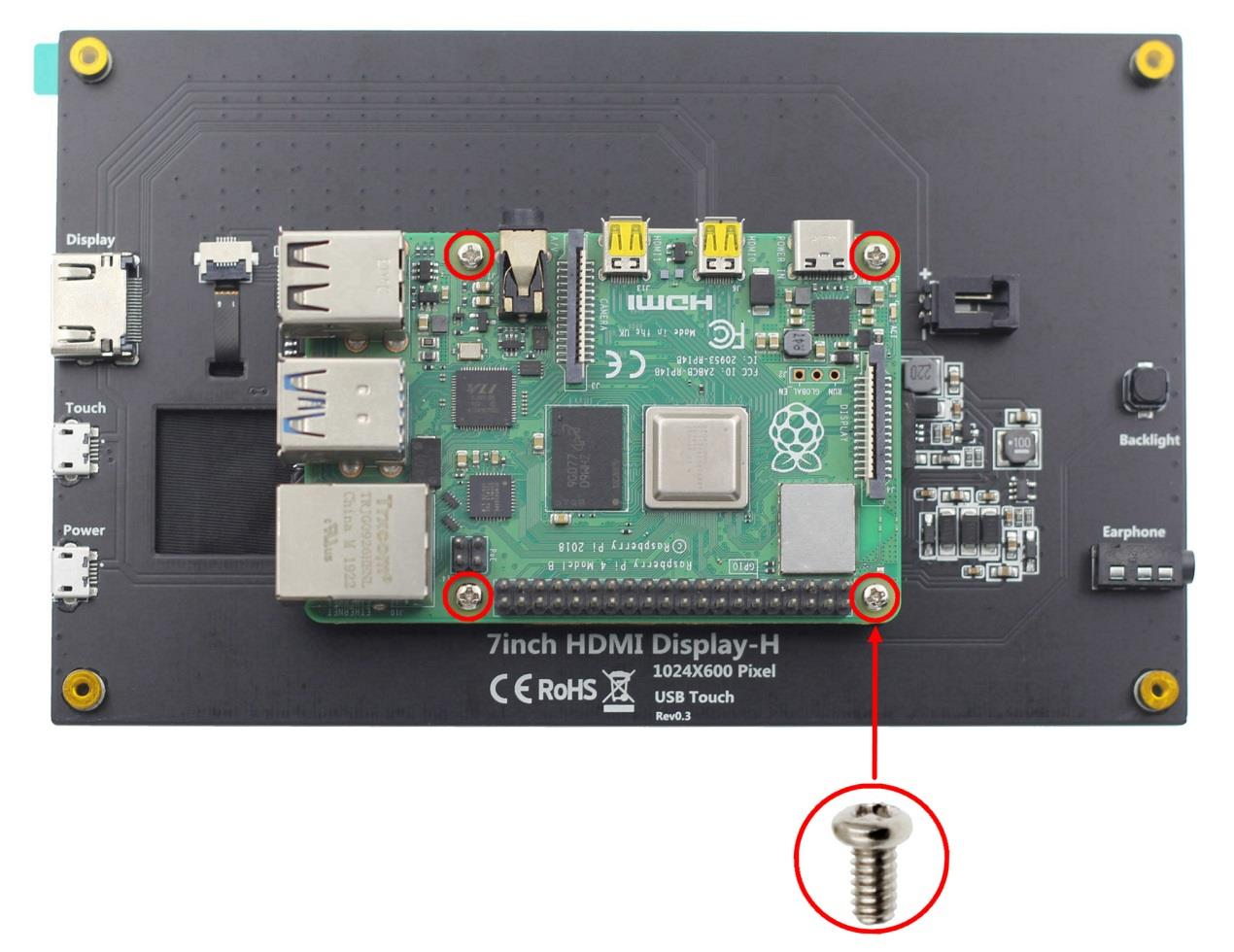 8 Inch HDMI Display 1280*800 Resolution 5 Point Capacitive TouchScreen