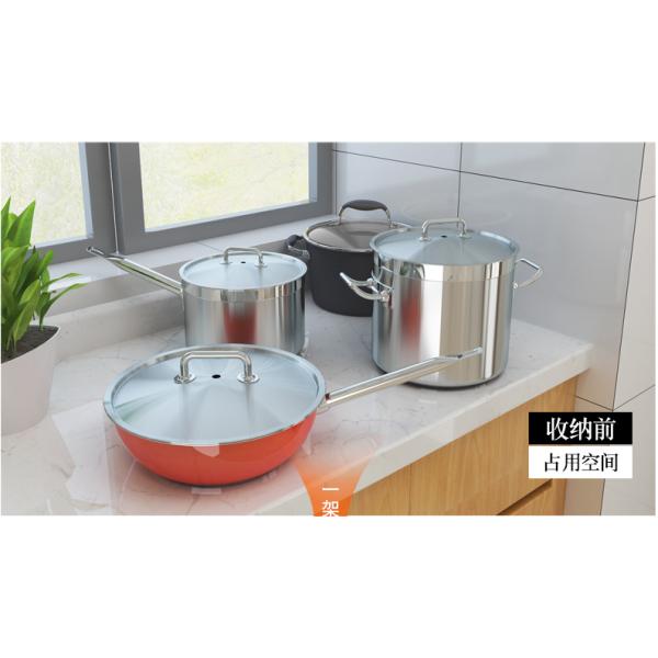 Kitchen Metal Pot Rack Multi-Purpose Household Landing Multi-Layer Pot Holder 304 Stainless Steel
