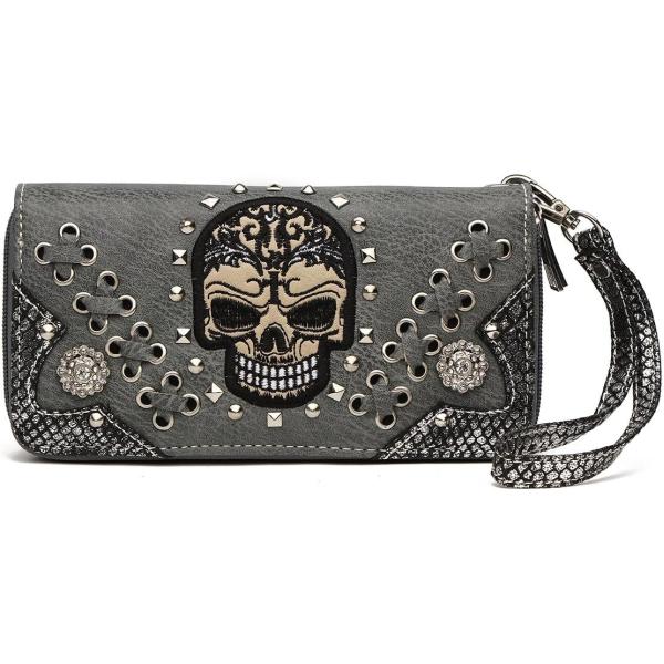 SUGAR SKULL DAY OF THE DEAD PUNK ART PURSE REMOVABLE STRAP WOMEN SATCHEL HANDBAG SHOULDER BAG WALLET SET