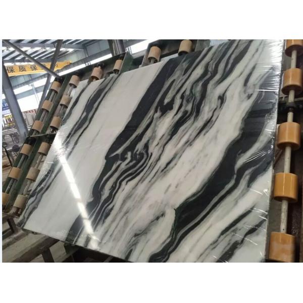 Black Vein Natural Marble Tile For Wall / Water Jet Design Grade A Quality