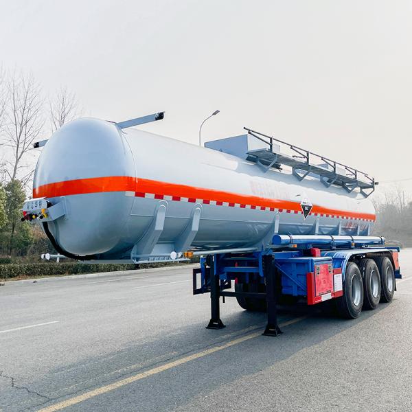 Tri Axle Concentrated Sulfuric Acid Tanker Semi Trailer For Chemical Transport