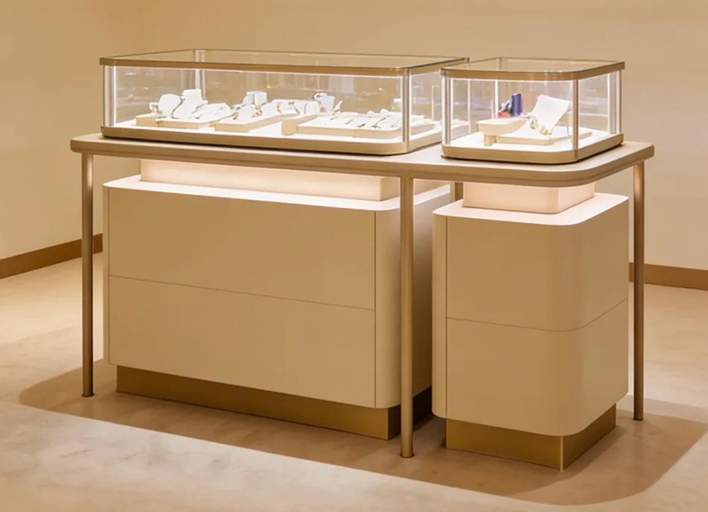 Champagne Modern Jewelry Display Cases Layered Odm Portable Jewelry Showcases