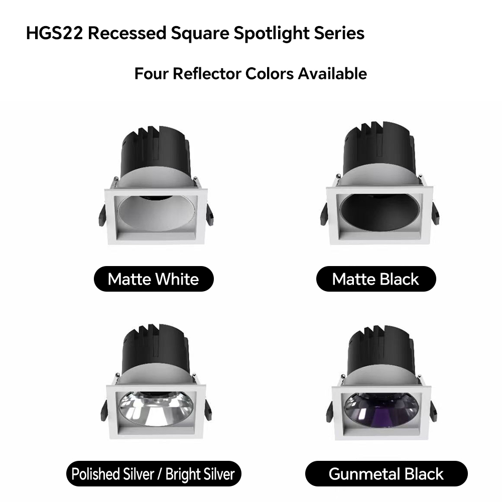 Square Recessed LED Down Light 3*7W Single/Double/Triple Head 100LM/W CRI90 IP20 IP44 Reflector Ceiling Downlight