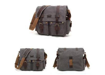 Canvas Leather Trim Multifunctional Camera Bag