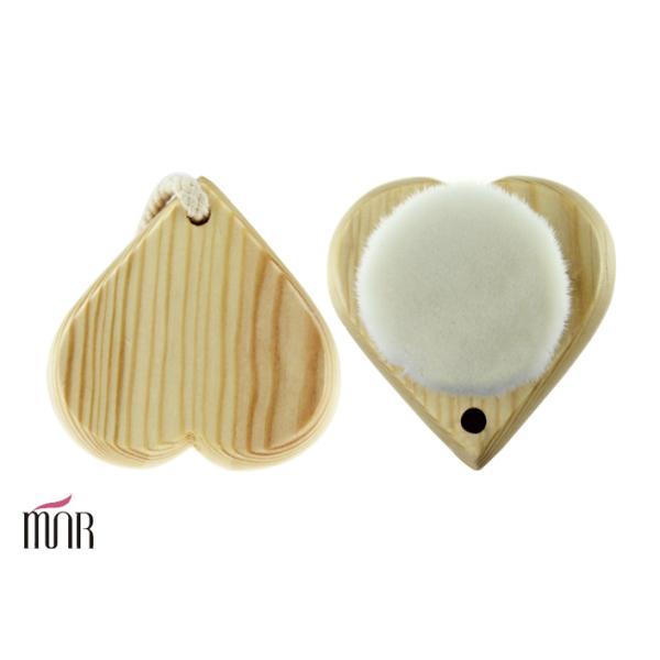 Heart Shape Facial Skin Cleansing Brush With 68mm Wooden Back