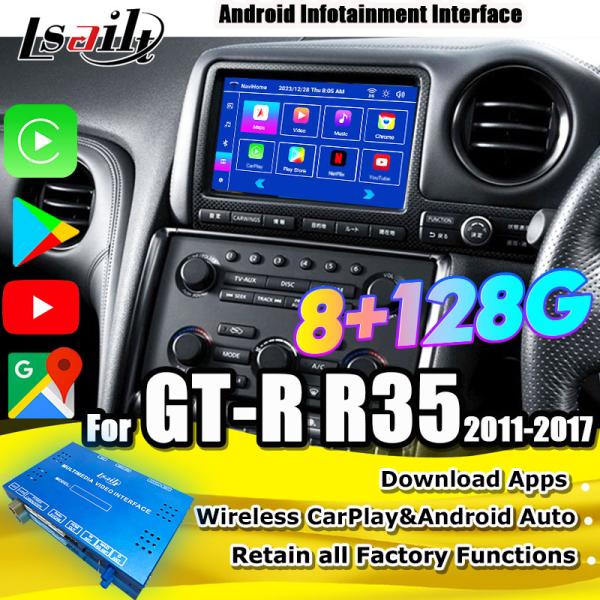 Lsailt Android Мультимедийный интерфейс для GT-R GTR R35 2011-2016 Беспроводной интерфейс Carplay Включает YouTube, GPS,8+128 ГБ