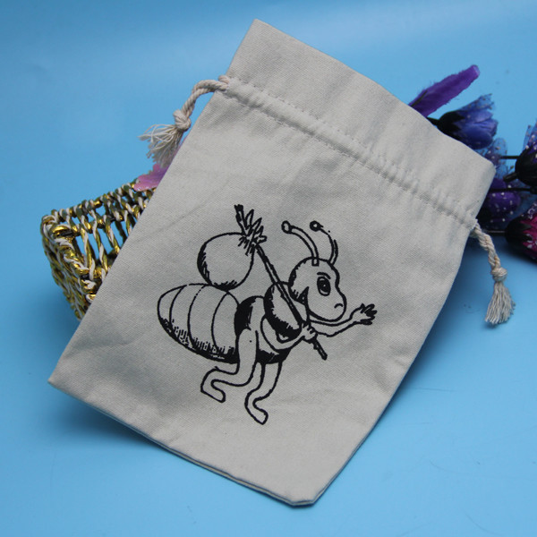 Natural Color Embroidery Muslin Cotton Gift Bag 10x12cm