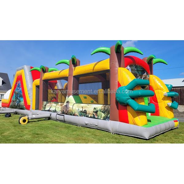 Unisex Commercial Inflatable Jurassic Dinosaur Obstacle Course for Kids and Adults