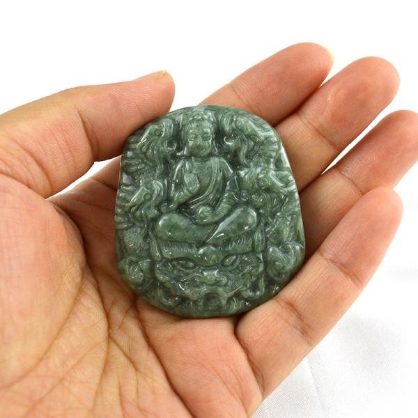Jade Emerald Immortal Bodhisattva Dragon Pendant Necklace Ornaments Chinese Traditional Figurine with Regional Feature