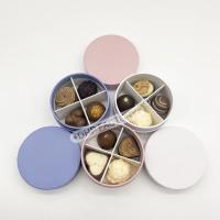 Boîte à rouleaux imprimée sur mesure pour le chocolat en papier bleu rigide cylindre boîte cadeau avec diviseur