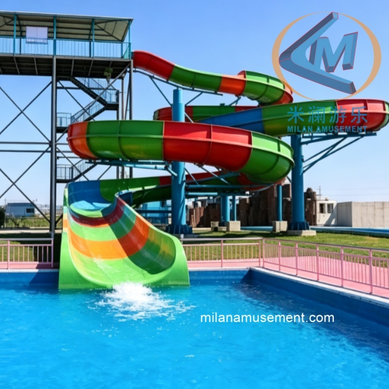 Customized Rafting Slide End with Swimming Pool-Water Slide Outdoor Pool Slides For Family Fun