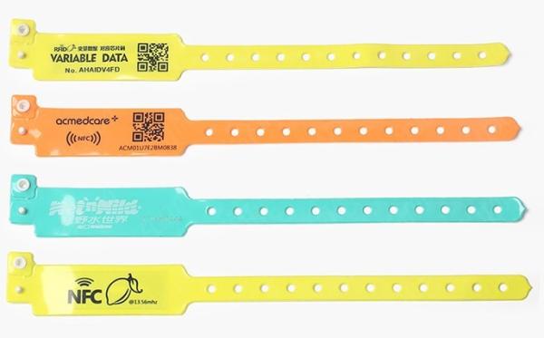 Hospital Ultralight PVC RFID NFC pulseira à prova d'água ajustável descartável passivo 13,56mhz