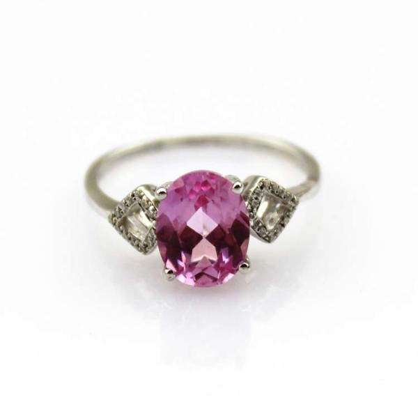 Fashion 925 Silver 7mmx9mm Oval Garnet Ring with  Cubic Zirconia(R257)