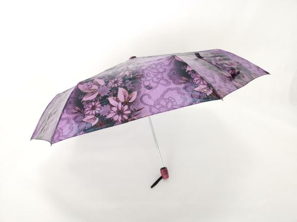 3 Section Purple Auto Open Close Umbrella Light Weight And Nice Design