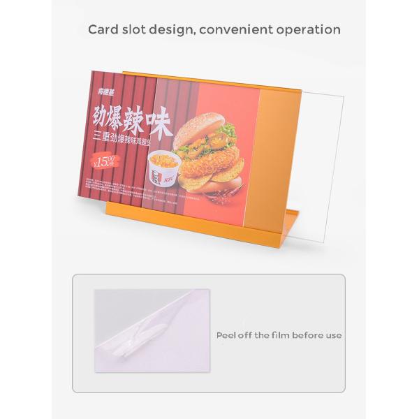 T forma de doble cara Acrílico portador de cartel Restaurante Acrílico Menú de visualización de soporte