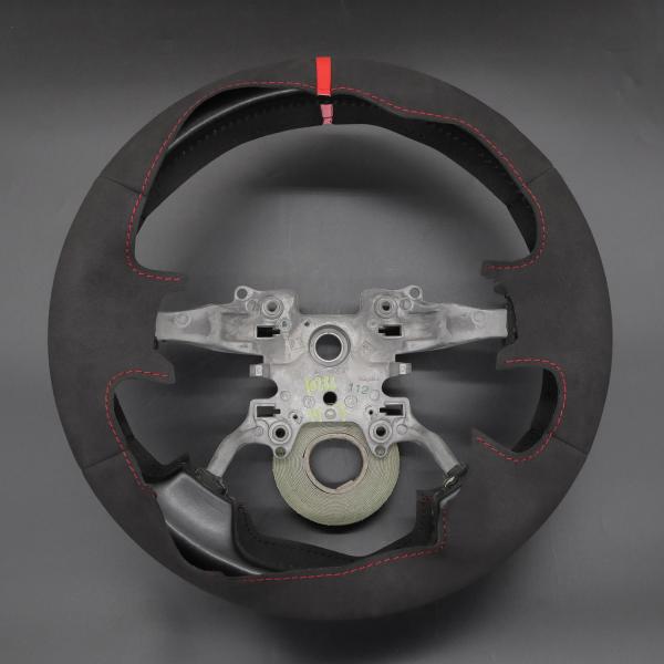 High Quality Customized Hand Sewing Suede Steering Wheel Cover With Red Stripe for Land Rover Discovery 4 2010-2016