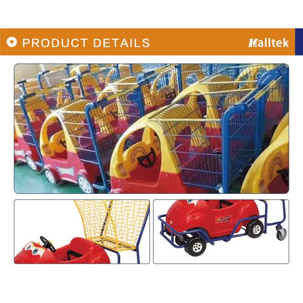Cute Plastic Children Supermarket Shopping Trolley With Basket