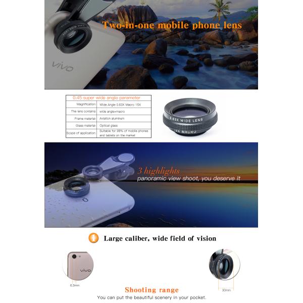 Black Alloy DSLR Camera Lens , Optical Glass 0.63X Wide Angle Digital Slr Camera Lens Filters