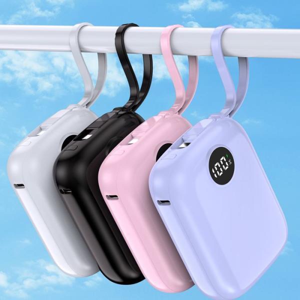 OEM 10000mAh Portable Charger 22.5W Super Fast Charging Power Bank With Data Cable
