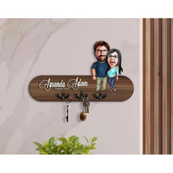 Customized Logo Wooden Key Holder Entryway Organizer for Personalized Home Storage