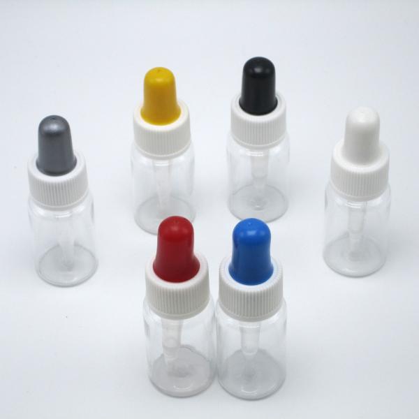Botella de gotero de plástico PET de forma redonda de 15 ml con tapa de gotero personalizada de grado médico.