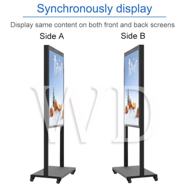 Floor Standing Low Noise 2500 Cd/M2 Indoor Digital Signage With Casters
