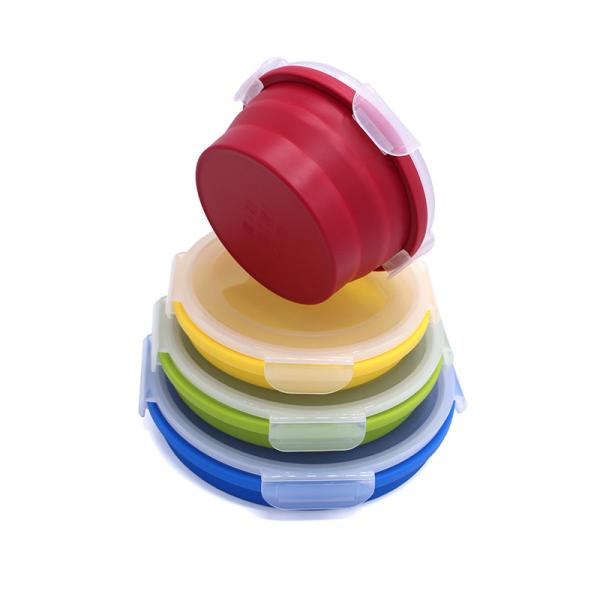 BPA Free Silicone Foldable Lunch Box 4Pcs For Camping