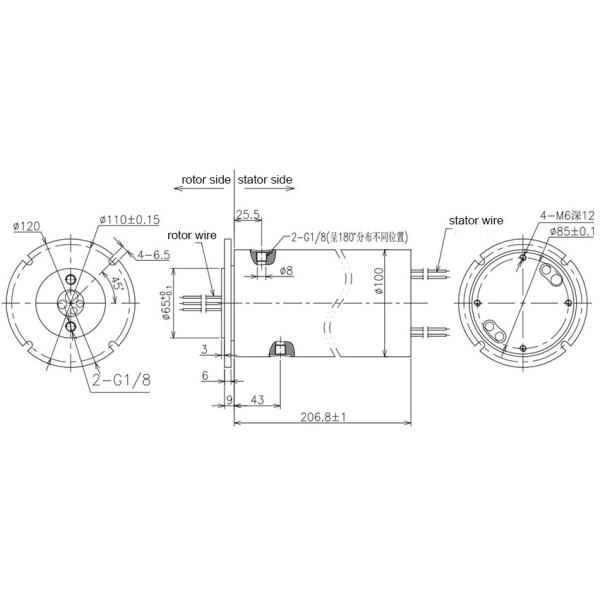 1000 M Rotary Swivel Unions , Pneumatic Rotary Union IP 54 Protection Grade
