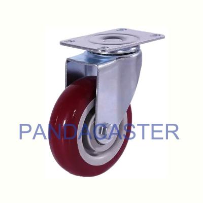 A roda vermelha do passo do PVC zinca rodízios chapeados, rodas do rodízio do giro de 100mm