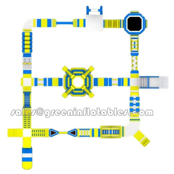Yellow Giant Inflatable Floating Water Park With 0.9mm PVC Tarpaulin Material