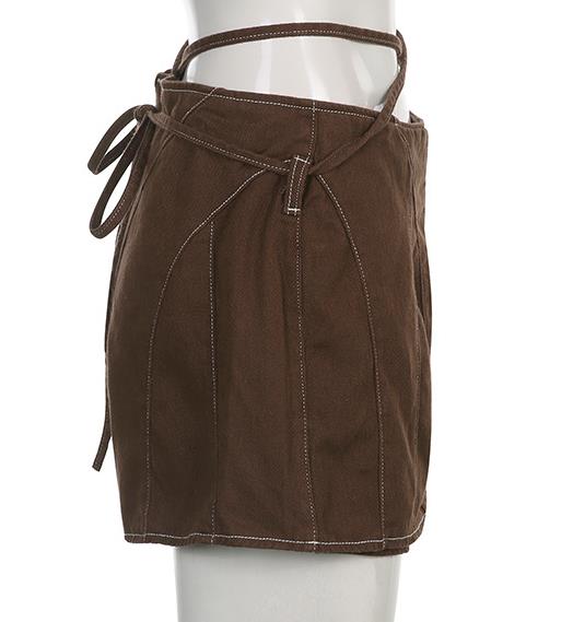 Браун женщин изготовителей одеяния OEM шнурует вверх джинсовую ткань Culottes тонкая широкая нога замыкает накоротко